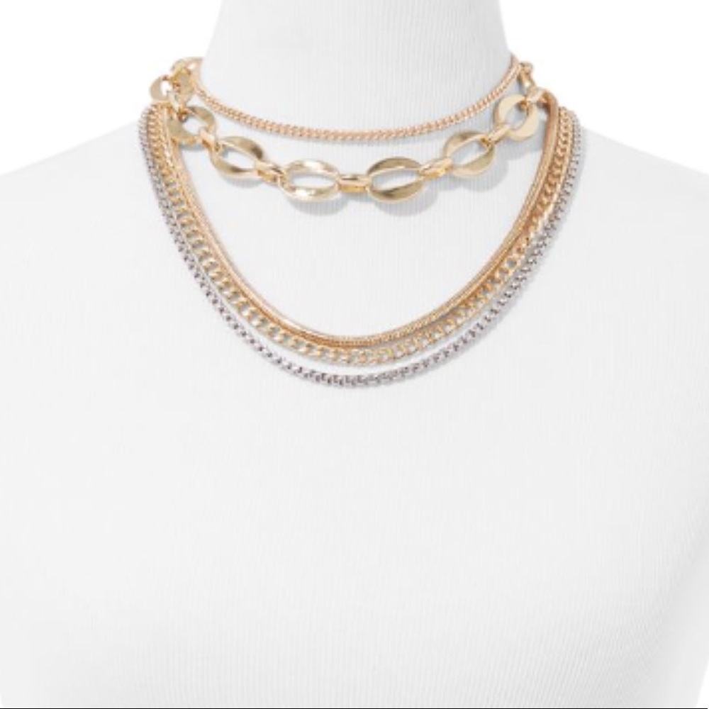 ❗️NEW❗️ 5 row silver/gold chain necklace - Picture 2 of 3